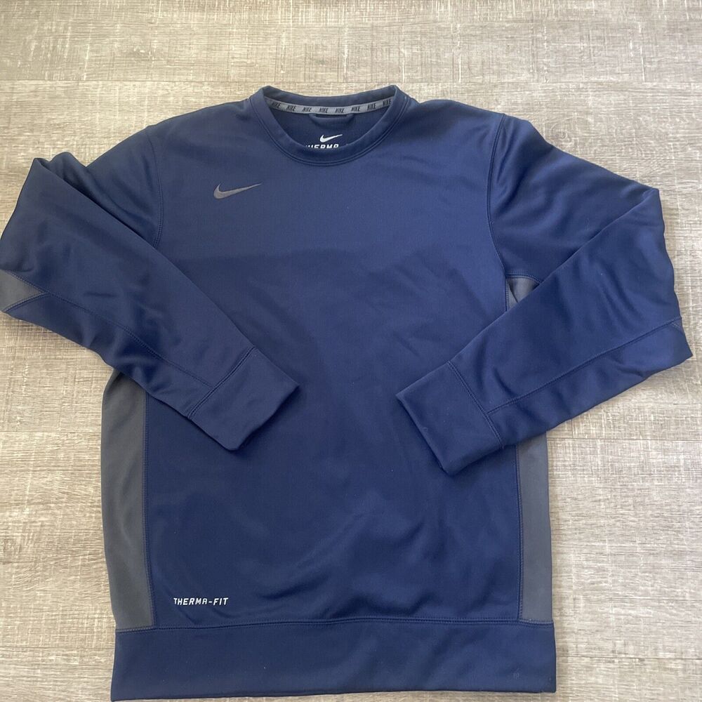Nike Therma Fit Activewear Crewneck Sweatshirt Blue Small Pullover Therma-Fit
